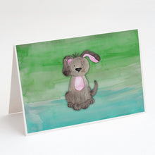 Load image into Gallery viewer, Dog Teal and Green Watercolor Greeting Cards -  Blank Note Cards – 8-Pack of Artist-Designed Cards with Envelopes