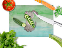 Load image into Gallery viewer, Dog Teal and Green Watercolor Glass Cutting Boards – Durable, Decorative Kitchen Art Large BB7357LCB