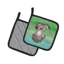 Load image into Gallery viewer, Dog Teal and Green Watercolor Pot Holders - Set of 2 - Heat-Resistant Kitchen Essentials BB7357PTHD