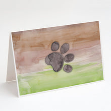 Load image into Gallery viewer, Dog Paw Watercolor Greeting Cards -  Blank Note Cards – 8-Pack of Artist-Designed Cards with Envelopes