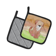 Load image into Gallery viewer, Dog Green and Brown Watercolor Pot Holders - Set of 2 - Heat-Resistant Kitchen Essentials BB7360PTHD