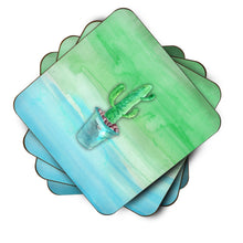 Load image into Gallery viewer, Cactus Teal and Green Watercolor Foam Coaster  BB7362FC