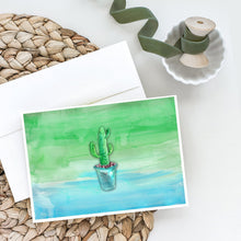 Load image into Gallery viewer, Cactus Teal and Green Watercolor Greeting Cards -  Blank Note Cards – 8-Pack of Artist-Designed Cards with Envelopes
