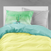 Load image into Gallery viewer, Cactus Teal and Green Watercolor Fabric Standard Pillowcase – Artistic Decorative Front, White Back BB7362PILLOWCASE