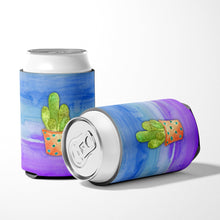 Load image into Gallery viewer, Cactus Blue and Purple Watercolor Can or Bottle Hugger BB7363CC