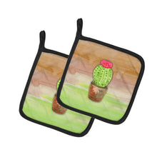 Load image into Gallery viewer, Cactus Green and Brown Watercolor Pot Holders - Set of 2 - Heat-Resistant Kitchen Essentials BB7365PTHD