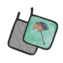 Load image into Gallery viewer, Stick Horse Watercolor Pot Holders - Set of 2 - Heat-Resistant Kitchen Essentials BB7366PTHD