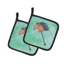 Load image into Gallery viewer, Stick Horse Watercolor Pot Holders - Set of 2 - Heat-Resistant Kitchen Essentials BB7366PTHD