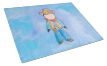 Load image into Gallery viewer, Cowboy Watercolor Glass Cutting Boards – Durable, Decorative Kitchen Art Large BB7368LCB