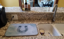Load image into Gallery viewer, Horseshoe Watercolor Dish Drying Mat – Absorbent, Artistic Kitchen Essentials BB7370DDM