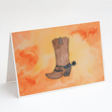 Load image into Gallery viewer, Cowboy Boot Watercolor Greeting Cards -  Blank Note Cards – 8-Pack of Artist-Designed Cards with Envelopes