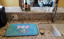 Load image into Gallery viewer, Blue Elepant Watercolor Dish Drying Mat – Absorbent, Artistic Kitchen Essentials BB7372DDM