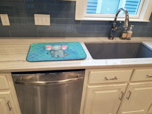 Load image into Gallery viewer, Blue Elepant Watercolor Dish Drying Mat – Absorbent, Artistic Kitchen Essentials BB7372DDM
