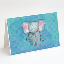 Load image into Gallery viewer, Blue Elepant Watercolor Greeting Cards -  Blank Note Cards – 8-Pack of Artist-Designed Cards with Envelopes