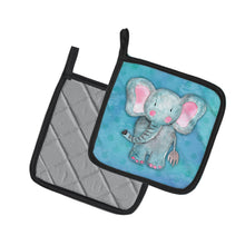 Load image into Gallery viewer, Blue Elepant Watercolor Pot Holders - Set of 2 - Heat-Resistant Kitchen Essentials BB7372PTHD
