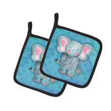 Load image into Gallery viewer, Blue Elepant Watercolor Pot Holders - Set of 2 - Heat-Resistant Kitchen Essentials BB7372PTHD