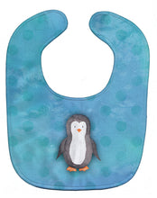 Load image into Gallery viewer, Polkadot Penguin Watercolor Baby Bib BB7376BIB