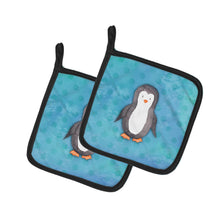 Load image into Gallery viewer, Polkadot Penguin Watercolor Pot Holders - Set of 2 - Heat-Resistant Kitchen Essentials BB7376PTHD