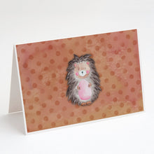 Load image into Gallery viewer, Polkadot Hedgehog Watercolor Greeting Cards -  Blank Note Cards – 8-Pack of Artist-Designed Cards with Envelopes