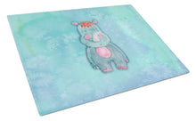 Load image into Gallery viewer, Rhinoceros Watercolor Glass Cutting Boards – Durable, Decorative Kitchen Art Large BB7381LCB
