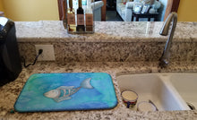 Load image into Gallery viewer, Blue Fish Watercolor Dish Drying Mat – Absorbent, Artistic Kitchen Essentials BB7386DDM