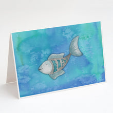 Load image into Gallery viewer, Blue Fish Watercolor Greeting Cards -  Blank Note Cards – 8-Pack of Artist-Designed Cards with Envelopes