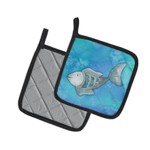 Load image into Gallery viewer, Blue Fish Watercolor Pot Holders - Set of 2 - Heat-Resistant Kitchen Essentials BB7386PTHD
