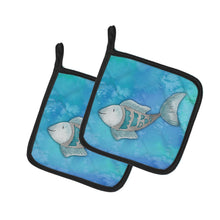 Load image into Gallery viewer, Blue Fish Watercolor Pot Holders - Set of 2 - Heat-Resistant Kitchen Essentials BB7386PTHD