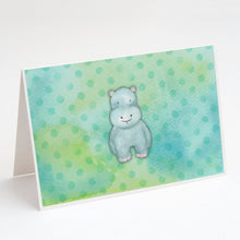 Load image into Gallery viewer, Polkadot Hippopotamus Watercolor Greeting Cards -  Blank Note Cards – 8-Pack of Artist-Designed Cards with Envelopes