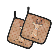 Load image into Gallery viewer, Polkadot Antelope Watercolor Pot Holders - Set of 2 - Heat-Resistant Kitchen Essentials BB7391PTHD