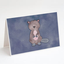 Load image into Gallery viewer, Beaver Watercolor Greeting Cards -  Blank Note Cards – 8-Pack of Artist-Designed Cards with Envelopes