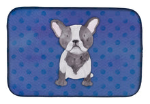 Load image into Gallery viewer, French Bulldog Polkadot Watercolor Dish Drying Mat – Absorbent, Artistic Kitchen Essentials BB7394DDM