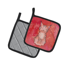 Load image into Gallery viewer, Lynx Watercolor Pot Holders - Set of 2 - Heat-Resistant Kitchen Essentials BB7397PTHD