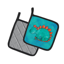 Load image into Gallery viewer, Stegosaurus Watercolor Pot Holders - Set of 2 - Heat-Resistant Kitchen Essentials BB7399PTHD