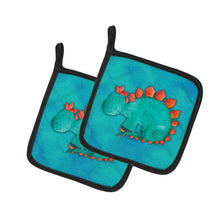 Load image into Gallery viewer, Stegosaurus Watercolor Pot Holders - Set of 2 - Heat-Resistant Kitchen Essentials BB7399PTHD