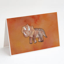Load image into Gallery viewer, Triceratops Watercolor Greeting Cards -  Blank Note Cards – 8-Pack of Artist-Designed Cards with Envelopes