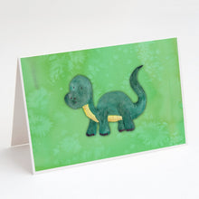 Load image into Gallery viewer, Brontosaurus Watercolor Greeting Cards -  Blank Note Cards – 8-Pack of Artist-Designed Cards with Envelopes