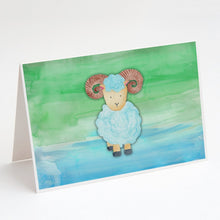 Load image into Gallery viewer, Ram Sheep Watercolor Greeting Cards -  Blank Note Cards – 8-Pack of Artist-Designed Cards with Envelopes