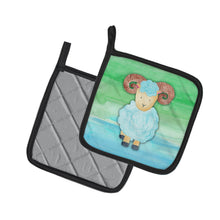 Load image into Gallery viewer, Ram Sheep Watercolor Pot Holders - Set of 2 - Heat-Resistant Kitchen Essentials BB7418PTHD