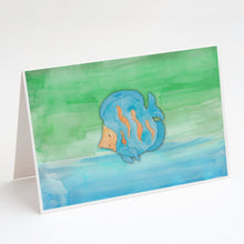Load image into Gallery viewer, Blue Fish Watercolor Greeting Cards -  Blank Note Cards – 8-Pack of Artist-Designed Cards with Envelopes