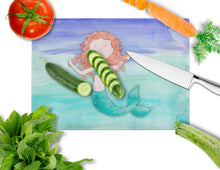 Load image into Gallery viewer, Ginger Mermaid Watercolor Glass Cutting Boards – Durable, Decorative Kitchen Art Large BB7421LCB