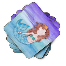 Load image into Gallery viewer, Brunette Mermaid Watercolor Foam Coaster  BB7422FC