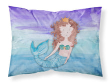 Load image into Gallery viewer, Brunette Mermaid Watercolor Fabric Standard Pillowcase – Artistic Decorative Front, White Back BB7422PILLOWCASE