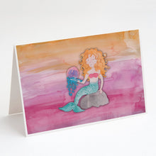 Load image into Gallery viewer, Blonde Mermaid Watercolor Greeting Cards -  Blank Note Cards – 8-Pack of Artist-Designed Cards with Envelopes