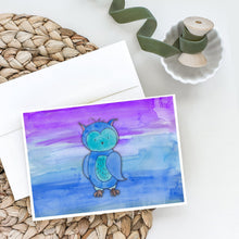 Load image into Gallery viewer, Blue Owl Watercolor Greeting Cards -  Blank Note Cards – 8-Pack of Artist-Designed Cards with Envelopes