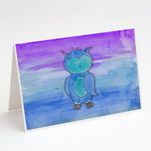 Load image into Gallery viewer, Blue Owl Watercolor Greeting Cards -  Blank Note Cards – 8-Pack of Artist-Designed Cards with Envelopes