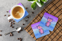 Load image into Gallery viewer, Pink and Purple Owl Watercolor Foam Coaster  BB7427FC