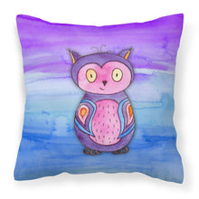 Load image into Gallery viewer, Pink and Purple Owl Watercolor Fabric Decorative Pillow BB7427PW1818