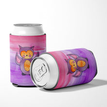 Load image into Gallery viewer, Pink and Purple Owl Watercolor Can or Bottle Hugger BB7428CC