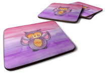 Load image into Gallery viewer, Pink and Purple Owl Watercolor Foam Coaster  BB7428FC